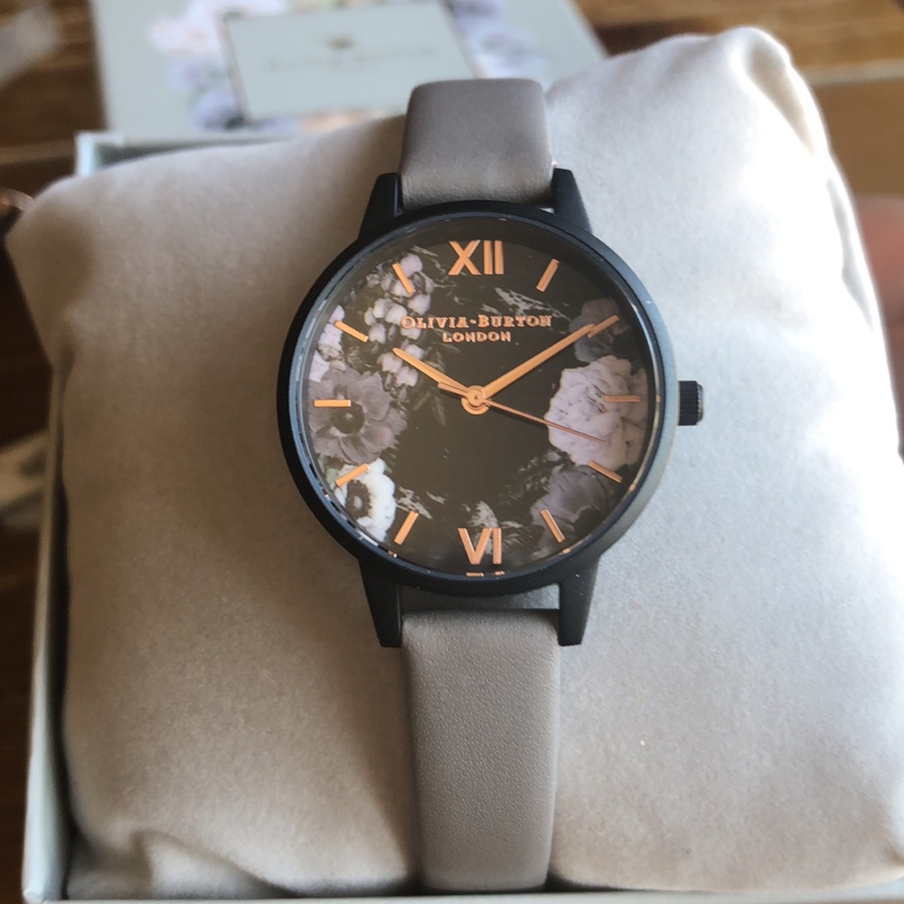 Olivia Burton Floral midi women's leather watch